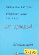 Namseon-Namseon Gwangju 600 and 660 Lathe, Maintenance Operations and Parts List Manual-600-660-Type-02